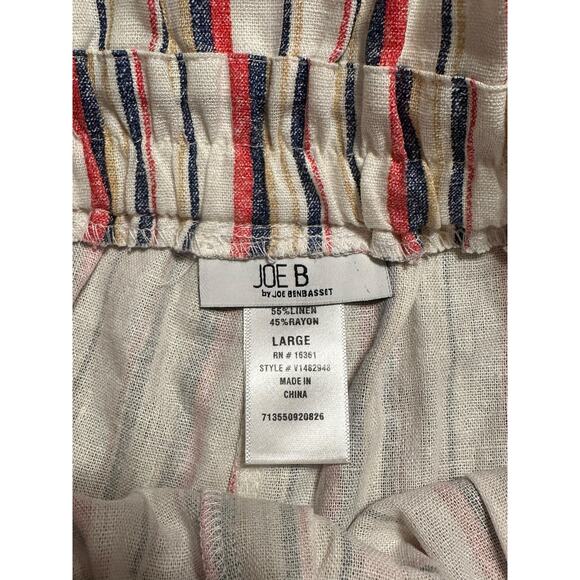 Joe B Linen Paperbag Striped Shorts Size Large NWT Red, Blue and Cream - Picture 4 of 6